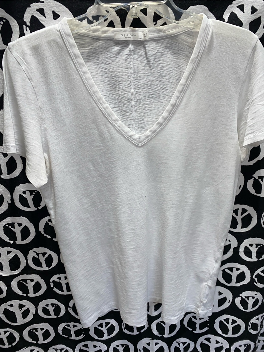 rag & bone Classic White V-Neck Short Sleeve Tee SZ S
